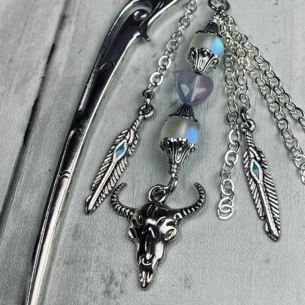 Artisan Moonstone Boho Hand Crafted Hairpin - Picture 13 of 14